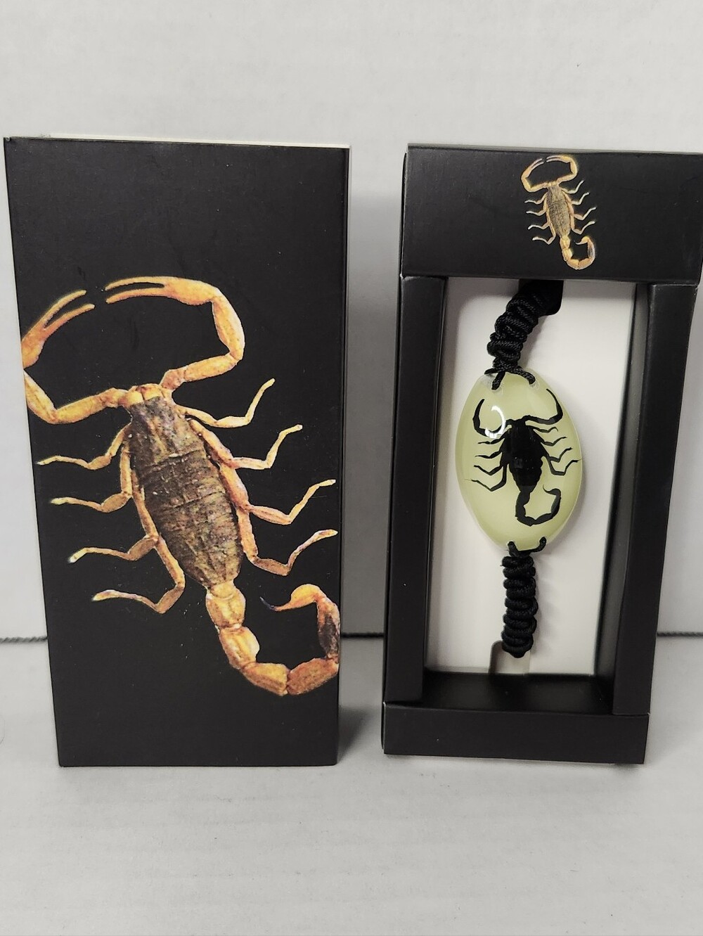 Glow In The Dark Scorpion Resin Bracelet with Black Cord